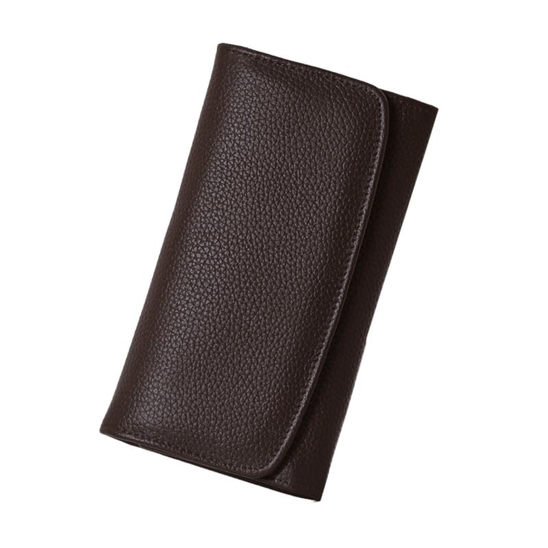 Image of Genuine Leather Women's RFID Blocking Trifold Slim Clutch Wallet with 12 Card Slots, 1 ID Window, and 4 Cash Slots