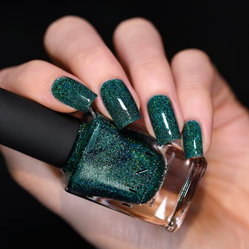 Image of ILNP Park Ave - Deep Jade Green Ultra Holo Nail Polish