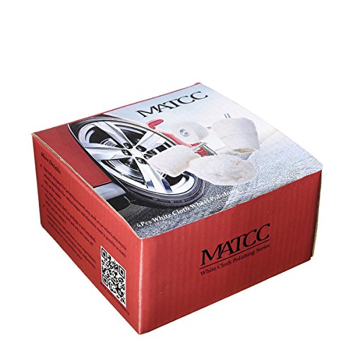 MATCC Polishing Wheel For Drill Polishing Pad Buffing Wheel Kit Wheel Polisher Buffing for Drill 4Pcs White Flannelette Polishing Mop Wheel Grinding Head with 1/4