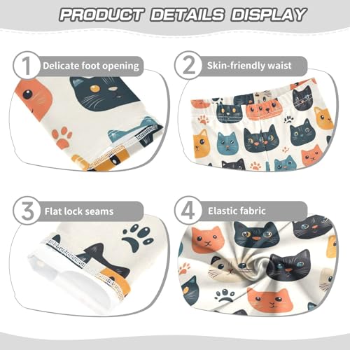 Cats Paws Girls' Leggings Toddler Doodles Kids Yoga Pants Dance Active Tights 4T3