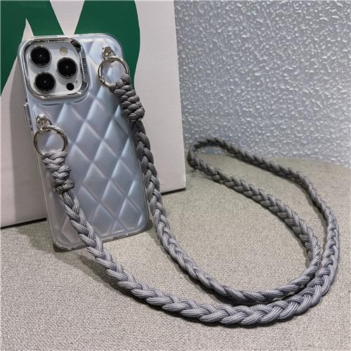Coque de téléphone treillis de diamants pour iPhone 14 Pro finition mate argent