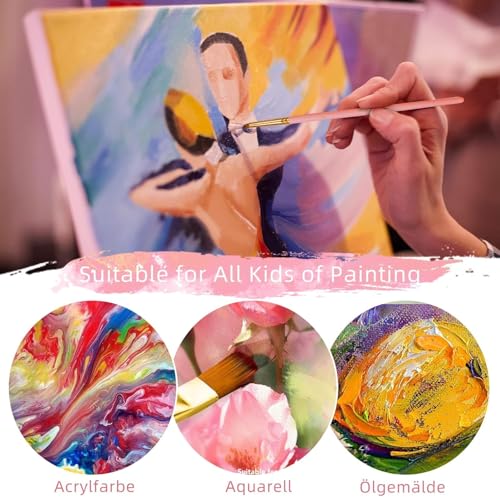 Paint Brushes, 20 Pcs Face Paint Brushes for Children Watercolor, Acrylic and Oil Painting Suitable for Decorations, Models, Figurines, Nail Art - Image 2