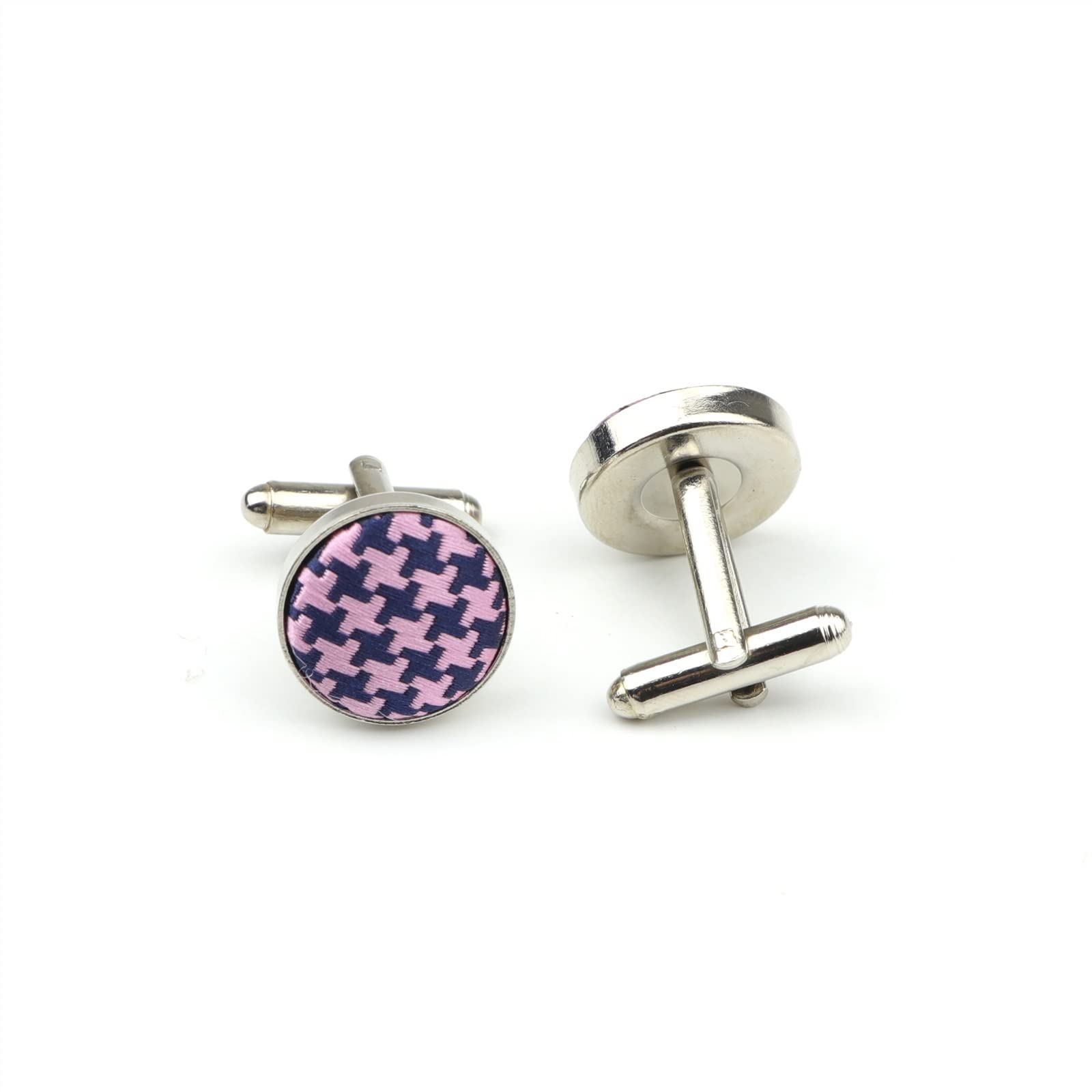 Anzug-Manschettenknöpfe Classic Fashion Dots Polyester Check Design Manschettenknopf für Herren Manschettenknöpfe Manschettenknöpfe Schmuck (Metal Color : 22)