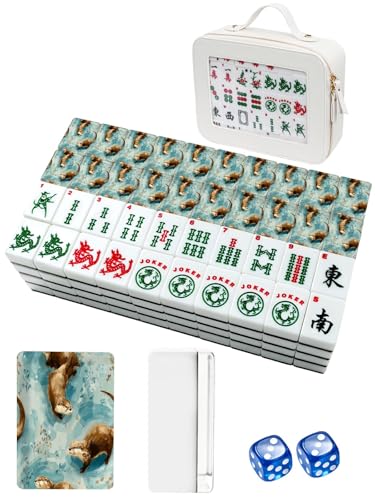 Set americano de Mahjong con 166 piezas y estuche de viaje miniatura 4