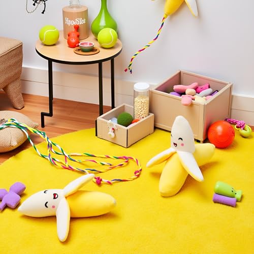 Cldaisy 3 x gelbe Bananenplüsch-Quietschspielzeug für Welpen, Hundespielzeug, Plüsch, Kauspielzeug für Hunde