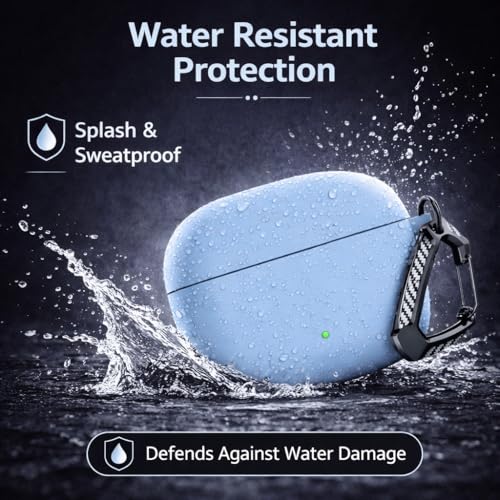 Image of Anvique Silicone Case Cover for Oneplus Nord Buds 4 Pro, Scratch Resistance, Shock Absorption, with Premium Carabiner (SkyBlue T)