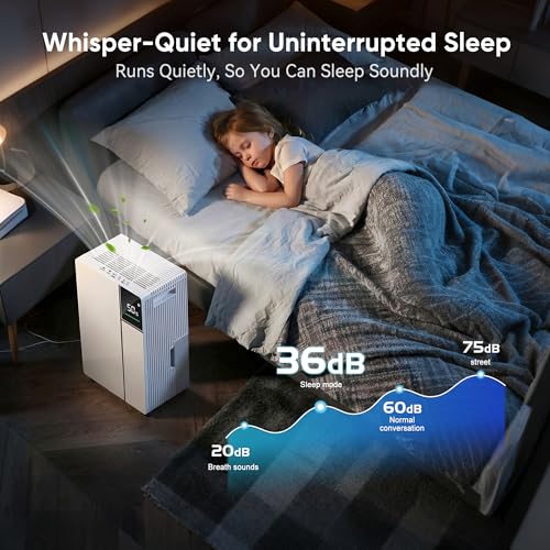 2500 Sq.Ft Dehumidifier for Basement with Drain Hose, Max 34 Pints Dehumidifiers for Home, Bedroom, Bathroom, Basement, Smart Humidity Presets, Three Modes, 24HR Timer, Quiet Operation - Image 5