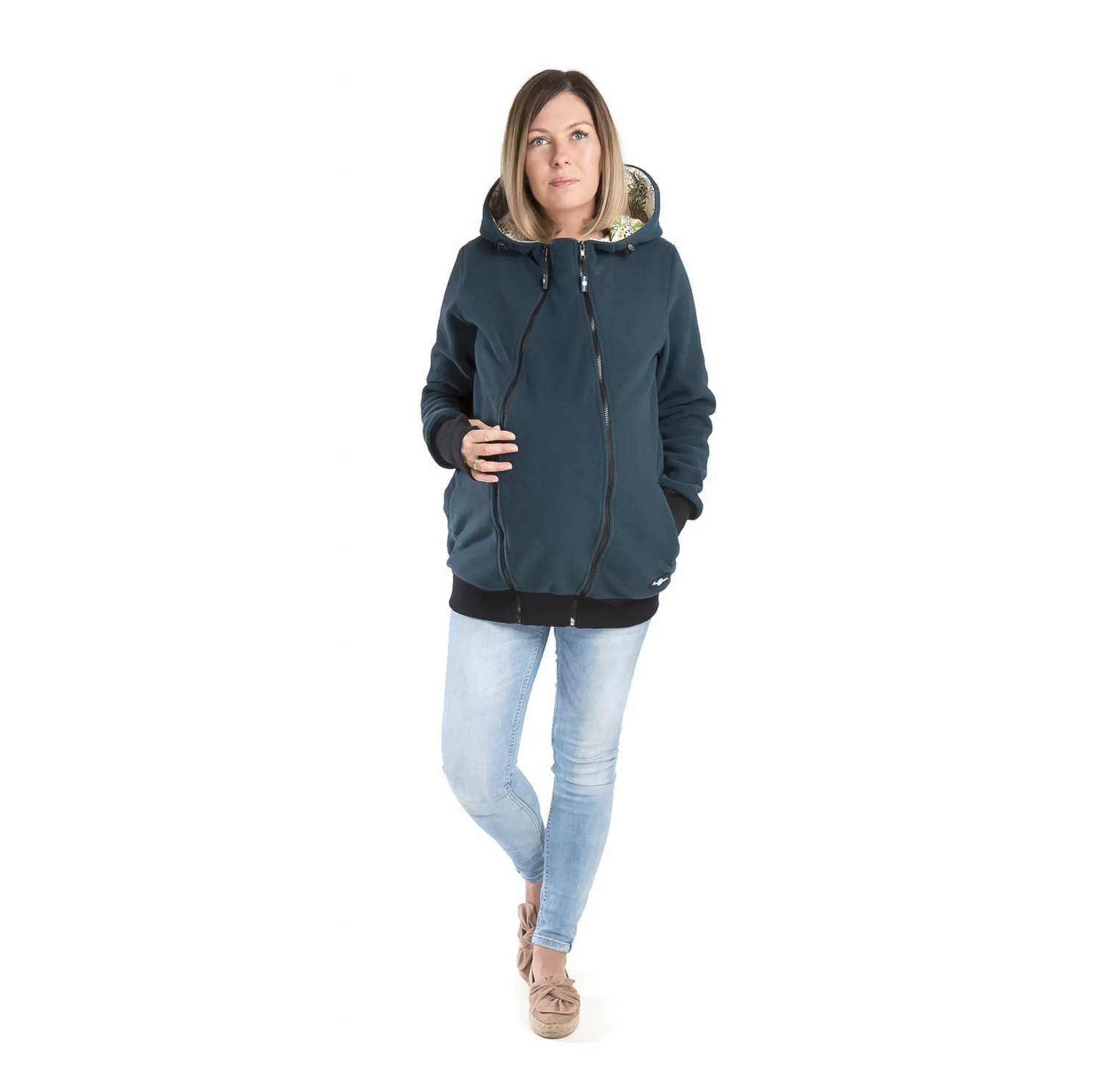 FUN2BEMUM Luna 3in1 Tragejacke Tragepullover für Mama & Baby Petrol