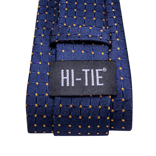 Image of Hi-Tie Men 63inches Tie Set Extra Long Necktie Paisley Tie Pocket Suqare Cufflinks Big and Tall Men Tie