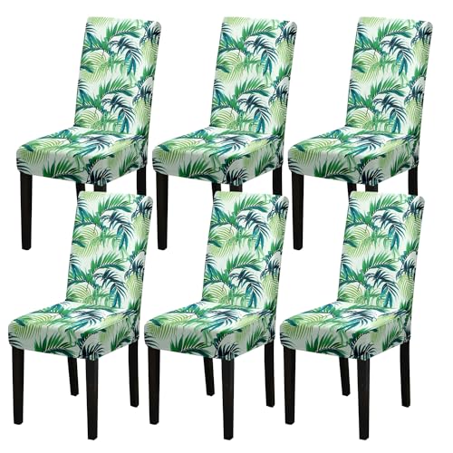 HZDHCLH Chair Covers Set of 4/6 Stretch Modern Chair Slipcovers for Dining Room Kitchen Wedding Party Washable Chair Protector(Bamboo leaves,6pcs)
