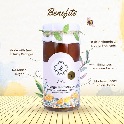 Image of KALON 100% Natural Orange Marmalade Jam | Made with 100% Kalon Honey | No Added Sugar and Preservatives - 300 gm
