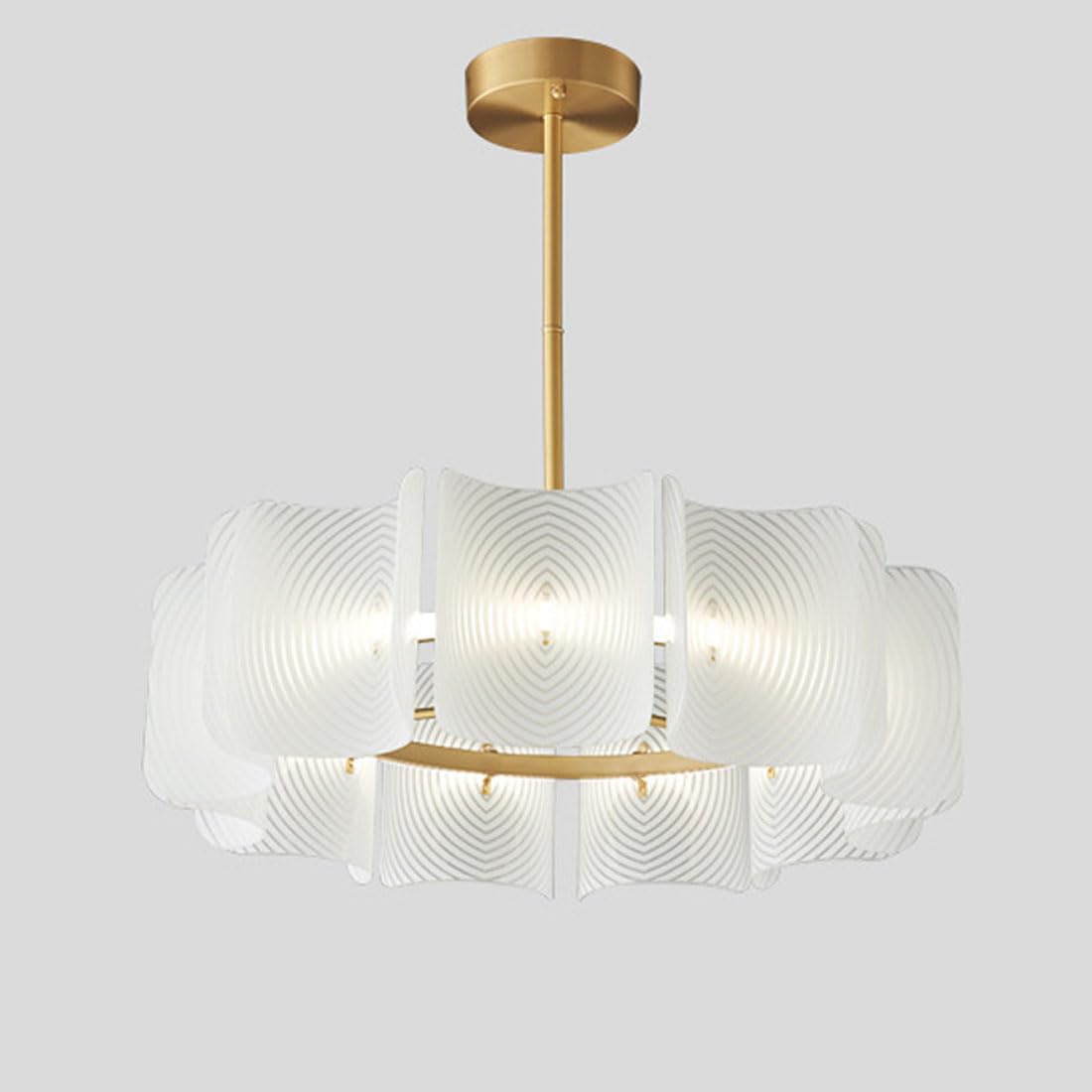 KXEcoLife LED wabi-sabi style living room chandelier, light luxury full copper decorative bedroom study sample lamps and lanterns,Single,90cm