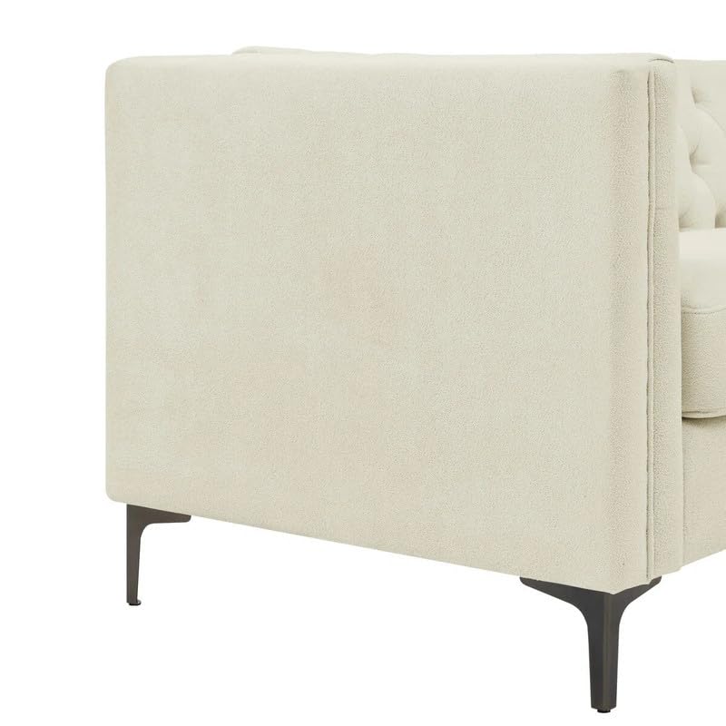 Image of Devonaire Modern Tufted Design Sofa 3 Seater | Loveseat with Armrest, Metal Legs - Beige Living Room Sofa