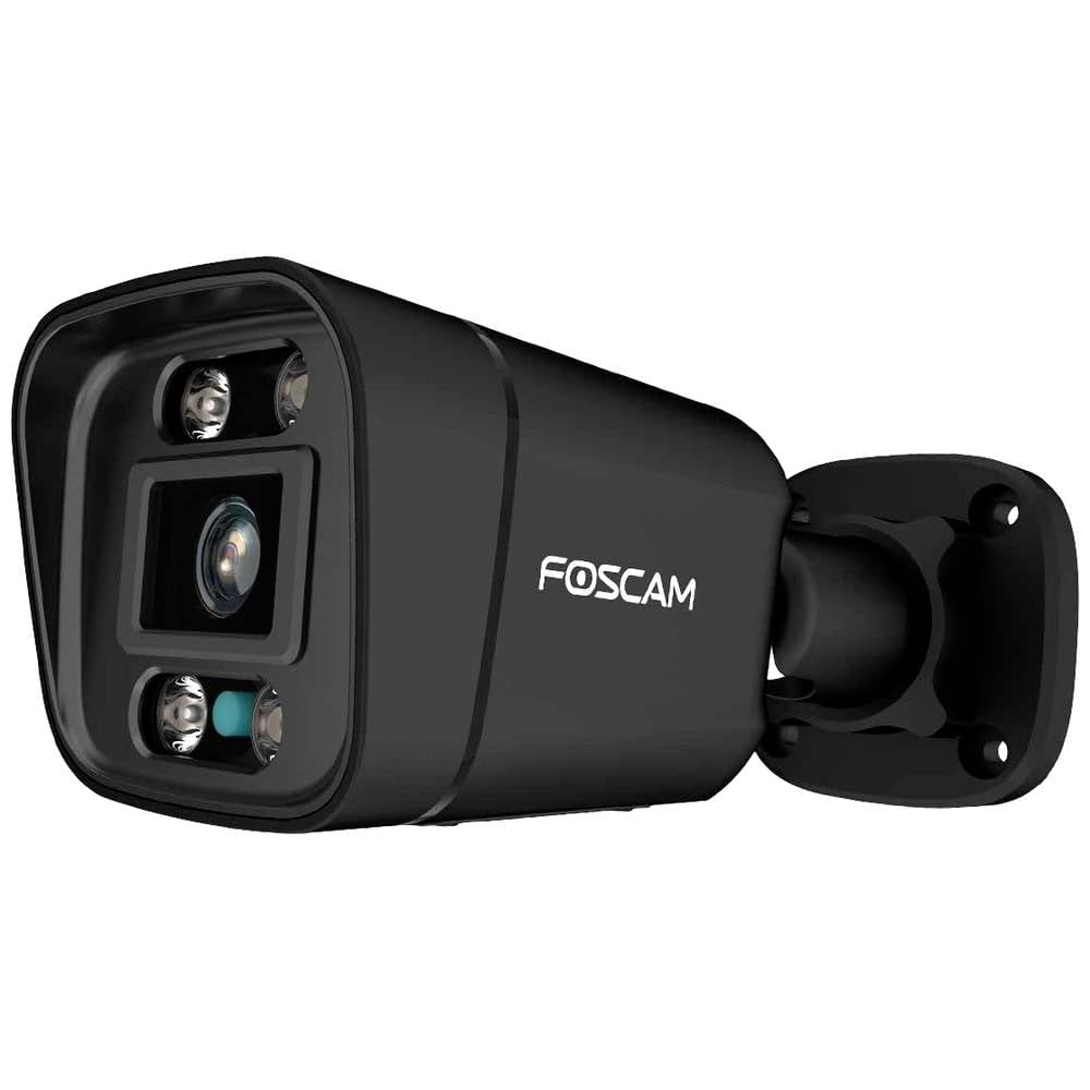 Foscam V5EP 5 MP POE Überwachungskamera mit integriertem Scheinwerfer und einer Alarmsirene, Erkennung von Personen und Fahrzeugen, Nachtsicht, Zwei-Wege-Audio, P2P-Funktion, IP66 Wasserfest (Schwarz)