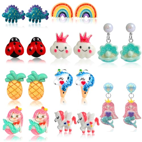 10/20 Pairs Kids Clip On Earrings for Girls Hypoallergenic Girls Clip Earrings Princess Play Jewelry Party Favor Gift for Girls