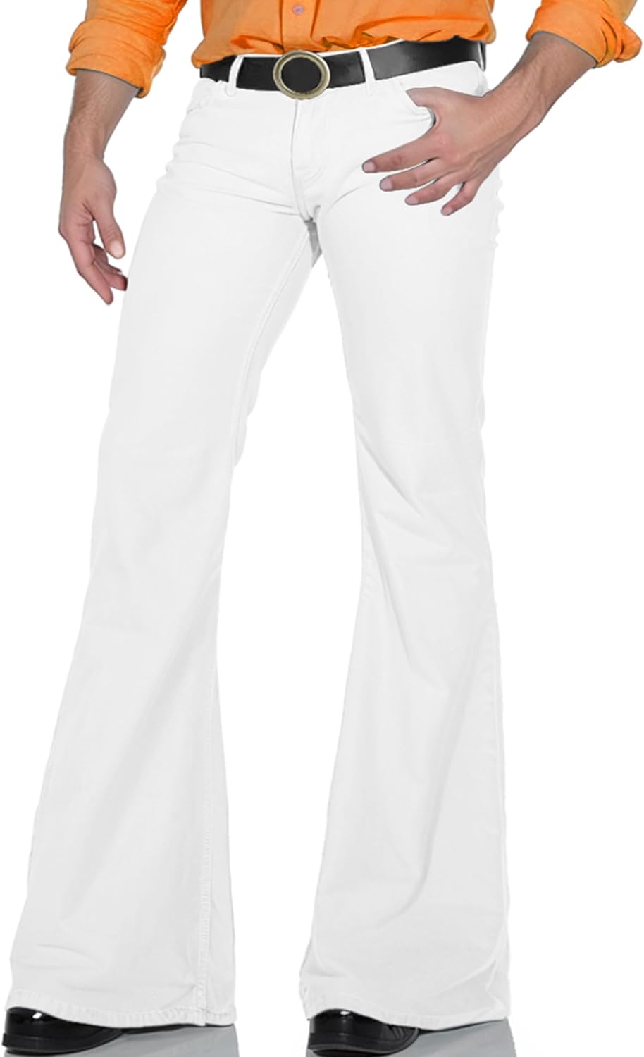 70SFUSION Men's Relaxed Fit Vintage Jeans, Classic 70s Style Bell Bottom Denim Pants - Image 3