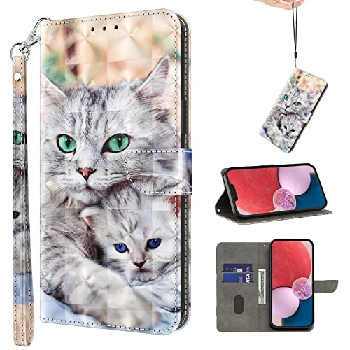 VODEFOX for Galaxy A54 5G Phone Case,Galaxy A54 Wallet Case,Cute 3D Cartoon Flip Folio Leather Phone Cover with Card Holder Magnetic Closure for Samsung Galaxy A54 5G 2023 - Two Cats