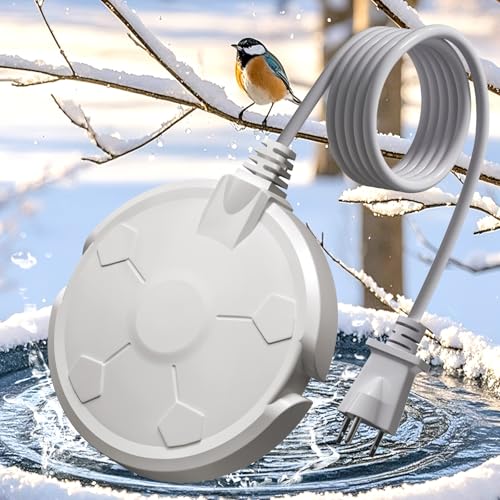 Bird Bath Heater for Outdoors in Winter, 120W Birdbath Heaters for Outdoor Bird Bath Deicer Pond De-icer with Thermostatically Control, Heated Bird Bath Water Heater for Bird Chicken Livestock (White)