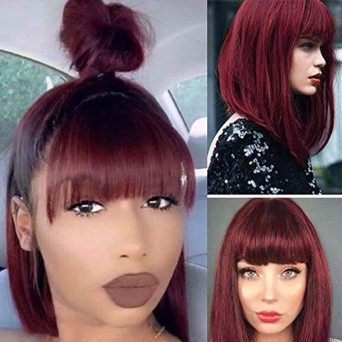 BLISSHAIR 13" X 4" Wig Cap Perruque Bresilienne Lace Frontal Human Hair Wigs Cheveux 150% densité Bob OT99J (12 pouces)