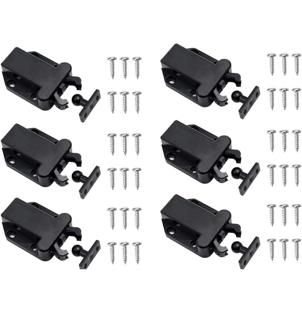 6X Touch Release Catch Latch for Cupboard- GOODCHANCEUK Push to Open Catch Catch Lock Black,ABS Push Latch for Cabinets,Drawer and Non-Magnetic Pop Up Lock