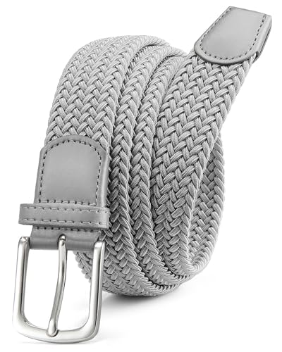 Image of Chaoren Leather Ratchet Belt 2 Pack Dress with Click Sliding Buckle 1 3 /8 inch in Gift Set Box - Adjustable Trim to Fit