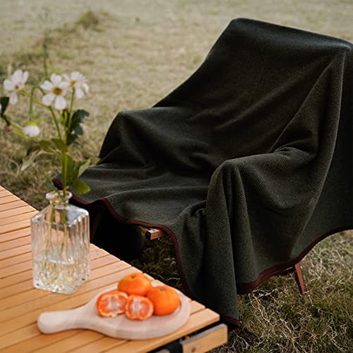 ACUSHLA MerinoWolle Wolldecke warm Decke Campingdecke Kuscheldecke 160x 200 cm (Wolle) – Militärische (Olive)
