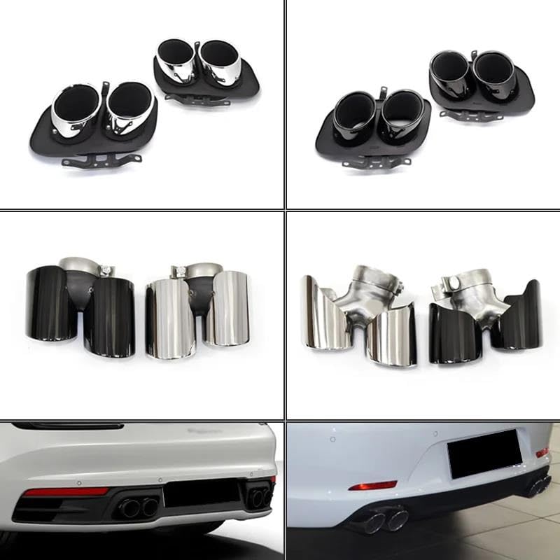 Pair Of Quad 304 Stainless Steel Dual Outlet Exhaust Tips For Porsche 911 996 Carrera C2 - 8" Long