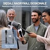 TONOR Bezprzewodowy uchwyt mikrofonowy do DJI RODE, adapter stojaka na mikrofon z regulowaną długością do wszystkich mikrofonów krawatowych, zestaw do wywiadów z flagą kanału, gumowy uchwyt, mufka