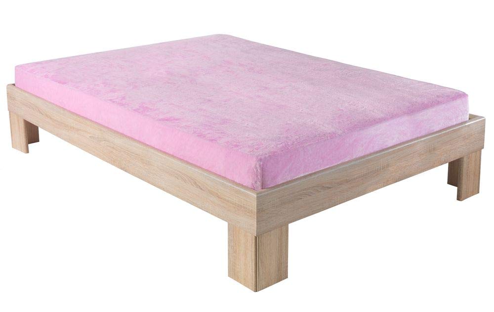 MALIKA® Premium warme Spannbettlaken Cashmere-Touch Bettlaken Jersey Fleece Spannbetttuch Laken, Farbe:Rosa, Größe:2er Set 90-100 x 200 cm