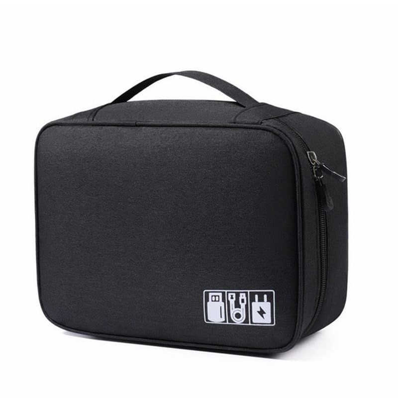 Estojo Bolsa Organizador Para Cabos Fios Canetas Acessorios Eletronicos Viagem Grande Duplo Modelo Rigido Portatil Multifuncional com Alça