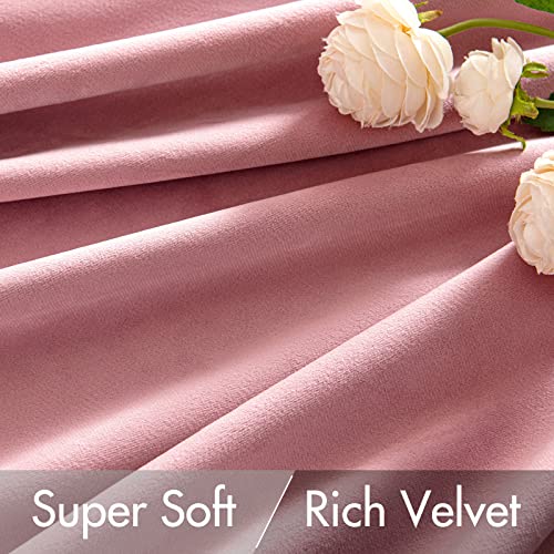Image of MIULEE Velvet Curtains 52x90 inches 2 Panels Blush Pink Blackout Curtains | Luxury, Bedroom Living Room, Thermal Insulated, Super Soft Window Drapes, Rod Pocket & Back Tab