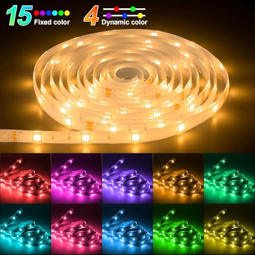 Image of MIHEAL Solar LED Strip Outdoor,32.8ft SMD 5050 LED Lights, Solar Powered RGB Colour Changing LED Strip, IP67 Waterproof Decorative Fairy Lights for Yard Trees Garden