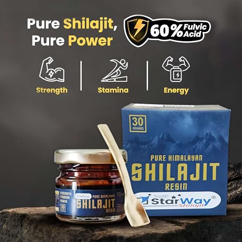 Image of Pure Himalayan Shilajit Resin 30g - Natural Energy Booster with 60% Fulvic Acid - Ayurvedic Health Supplement to Boost Testosterone, Increase Stamina & Strength, Reduce Stress - Net 30g