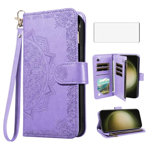 Coque Samsung S23 Ultra protection écran verre et étui carte 6,8 pouces