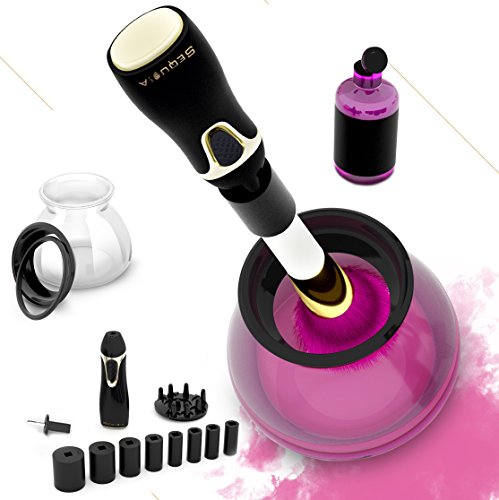 Spin makeup brush cleaner & dryer kit - Electric Foundation and Eyeshadow brush cleaner - liquid makeup brush cleaner soap included …