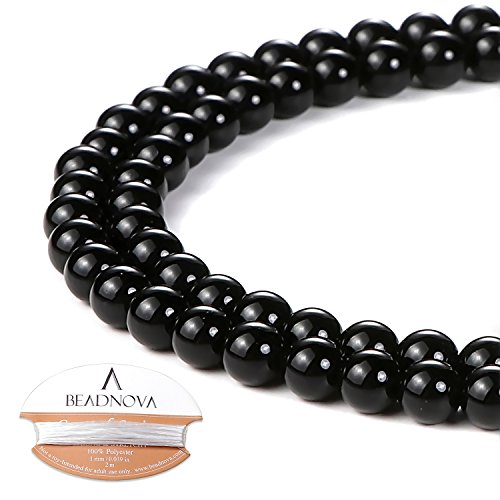 Image of BEADNOVA 4mm Black Onyx Gemstone Round Loose Beads for Jewelry Making (90-92pcs)