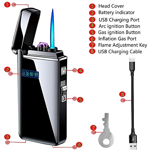 Arc Lighter, Jet Flame Torch Lighter Electric Lighter Refillable Butane 2 In 1, Usb Rechargeable Lighter With Windproof Infinity Lighter For Cigar,Bbqs,Fireworks,Candle,Camping (Color Ice) #TOP4