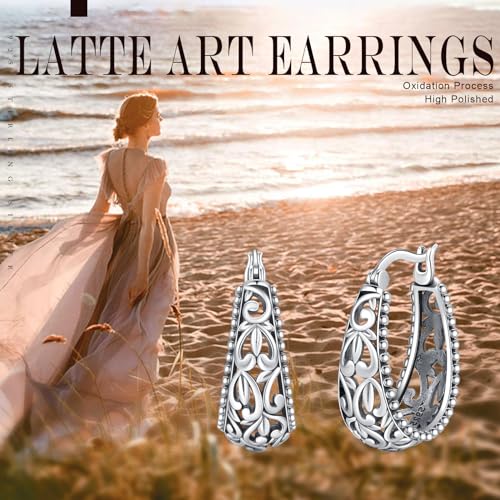 Women Chunky Hoops Earrings 925 Sterling Silver Retro Large Oval Hoops Vintage Click-Top Earring for Ladies4