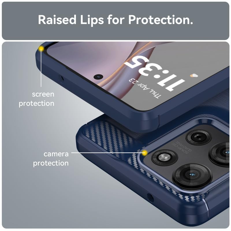 Image of Hybrid Carbon Fiber Back Case for Motorola Moto G75 5G (Blue)