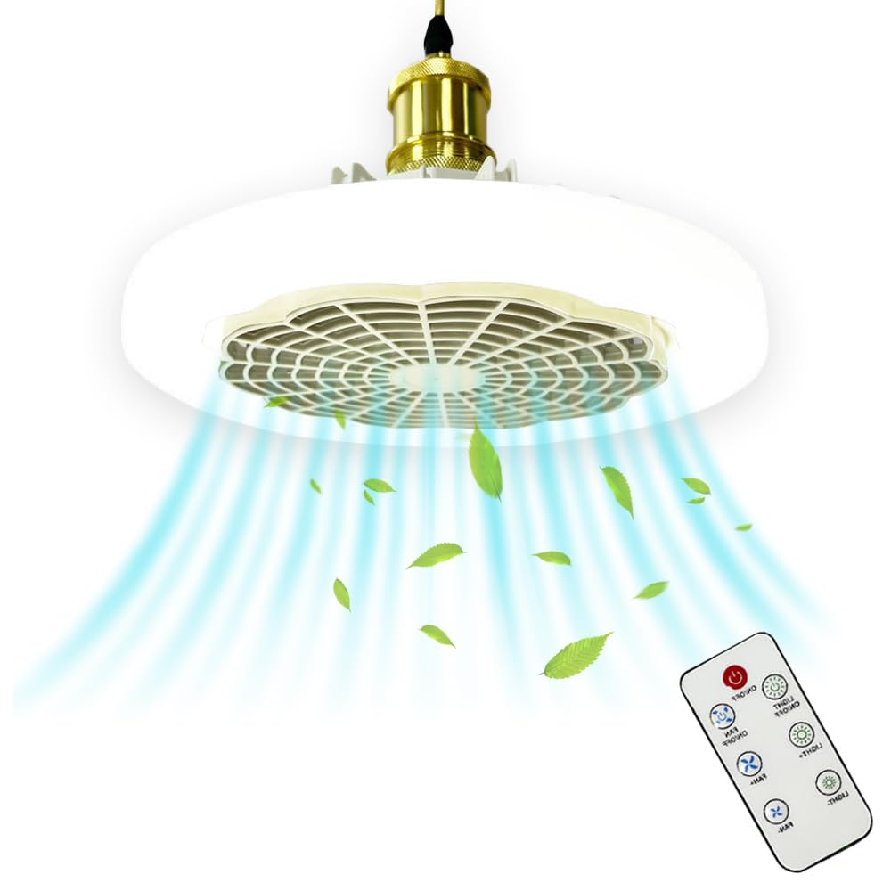 LED Ceiling Fan with Light - 30W Ceiling Fan Light with Fan and Remote Control - Timer, Stepless Dimming, Stepless Wind Speed - Small-Sized Fan Light for Small Spaces - Bedroom, Home Office (White)