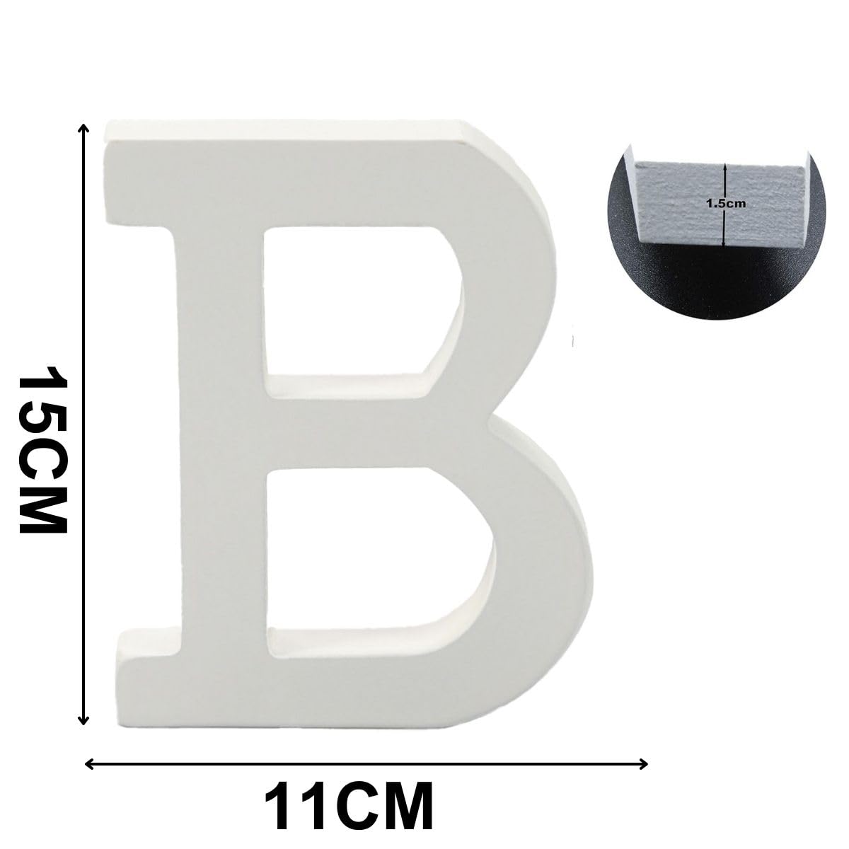 6 Inch White Decorative Wooden Letters and Numbers (B) - Image 2