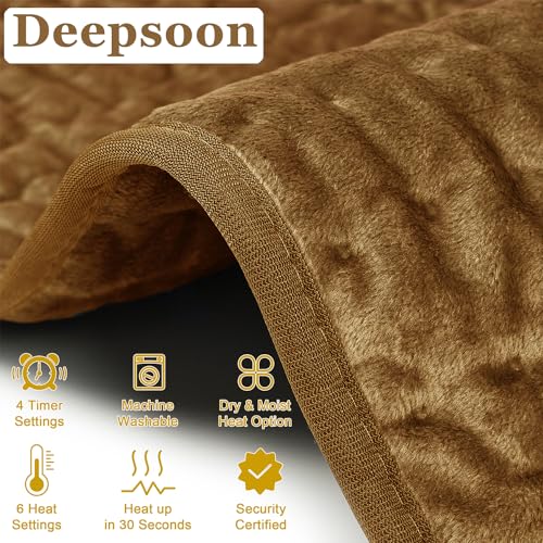 Image of Heating Pad,Electric Heating Pads,Heating Pad for Back,Brown,33x17 Inch | Heating Pads for Shoulder,Neck,Abdomen,Knee,Arms,Legs,Heat Pad for Birthday Father Mother Gift Women Men,6 Heat Settings
