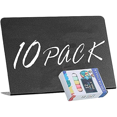 Mini Chalkboard, 10 Pack Acrylic Small Chalkboard Signs Easel Stand, Decorative Food Signs, Place Cards for Weddings Parties Buffet Table Number, with A Box of Chalk (10 PCs+ Chalk) Cover