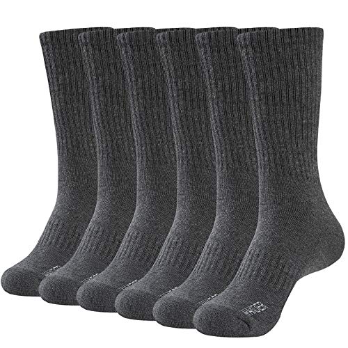 WANDER Men's Running Crew Socks 6 Pairs Cotton Athletic Socks for Men Cushion Half Performance Socks 8-12