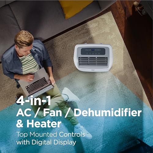 Image of BLACK+DECKER 12,000 BTU Portable Air Conditioner with 9,000 BTU Heating, 4-in-1 AC, Heater, Dehumidifier and Fan, Portable AC Unit with Remote Control, Window Kit Included, White, BPP08HWTB