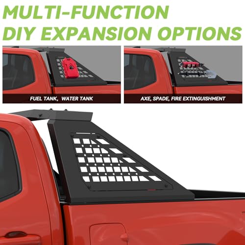 Image of Adjustable Sport Roll Bar Compatible with Retractable Hard Tonneau | Compatible with Mid-Size Trucks Tacoma, Ranger, Colorado, Canyon, Frontier | No Drilling Installation | Three Installation Methods