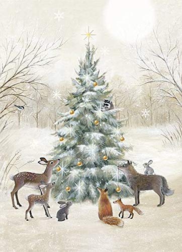 14 Weihnachtskarten Mit Glitzer & Wintermotiv – Birken & Hirsche | Inkl. Umschläge | Performing Arts Serie
