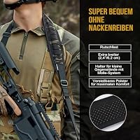 OneTigris 2 Punkt Gewehrriemen, Sling Riemen 1 Zoll breiter Tragriemen mit austauschbaren Karabinerhaken im HK-Stil, einstellbare Länge von 56 Zoll - 70 Zoll, Camo Schwarz – Ansicht 5