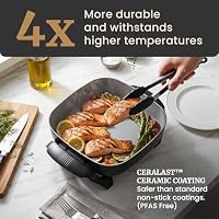 Elite Gourmet 12" PFAS-Free Ceramic Electric Skillet, 1200W, Extra-Deep — image 2