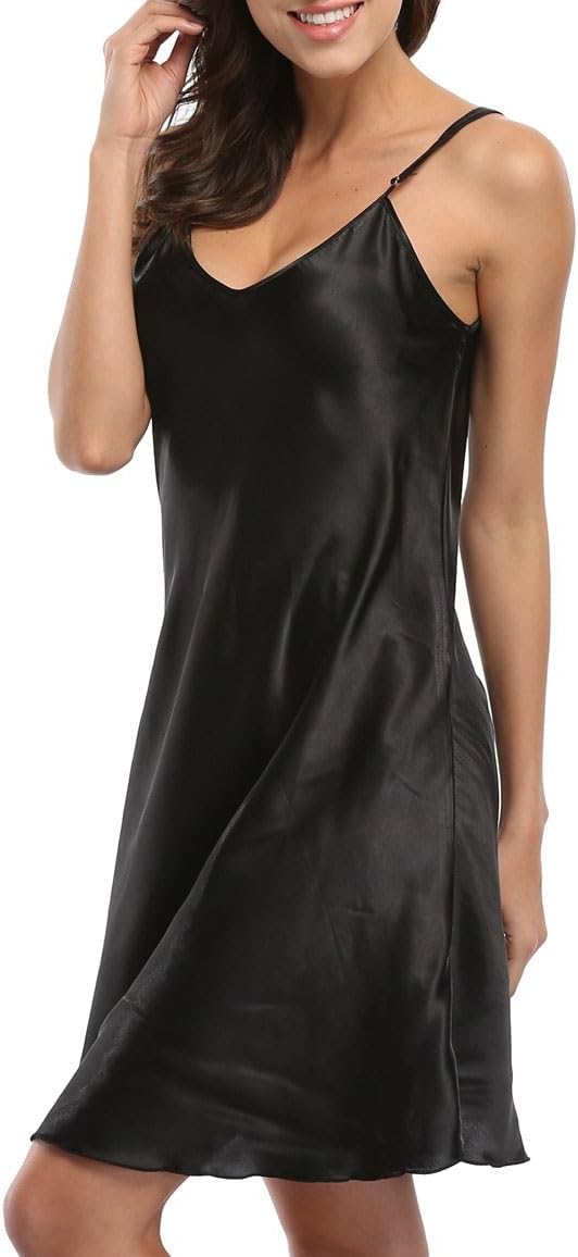 Old-to-new Women's Plus Size Lingerie Robe Sexy Spaghetti Strap Nightgown Satin Sleepwear Chemises Full Slips Nightdress - Image 3